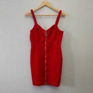Divided H&M Red Sweetheart Corduroy Mini Dress
